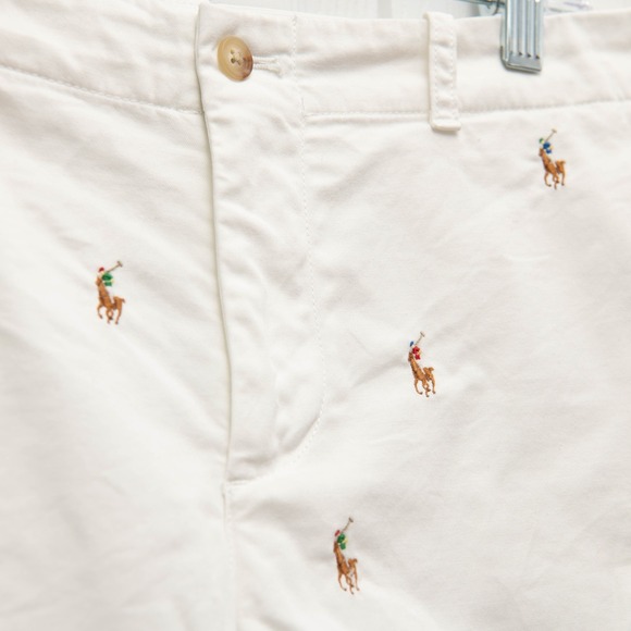 Polo Ralph Lauren Embroidered Pony White Shorts W Sz 12 All Over Print Old Money - Picture 2 of 5